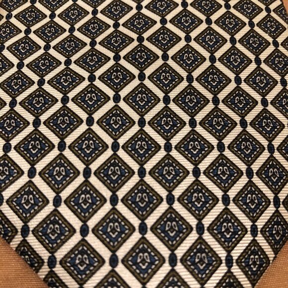 Christian Dior Gold, Bronze & Navy 100% Silk Tie - Picture 7 of 16